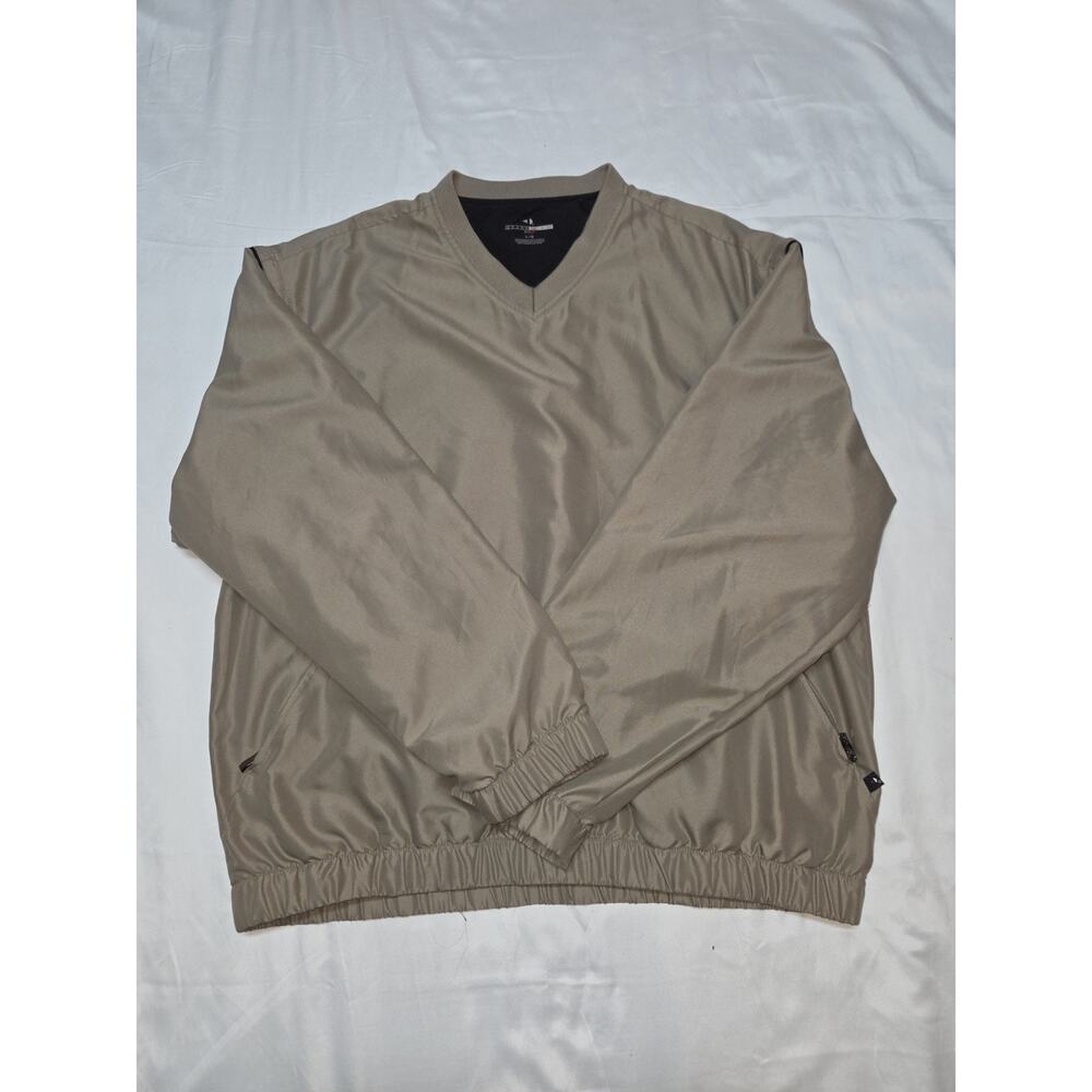 Grand Slam Pullover Golf Windbreaker Size L Khaki V-Neck Zip Off Sleeves